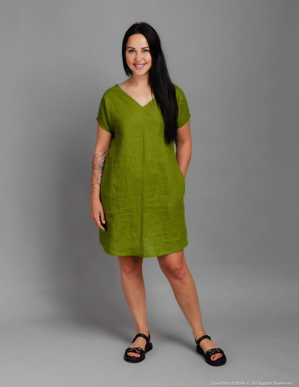RUBBY Linen dress | Olive