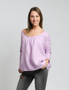 LUCIA linen top | Light purple