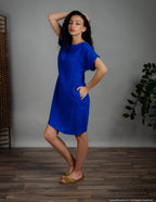 SANDRA Linen dress | Deep blue