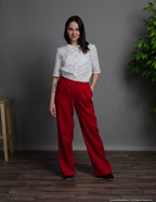 LESLIE Linen pants | Bright red