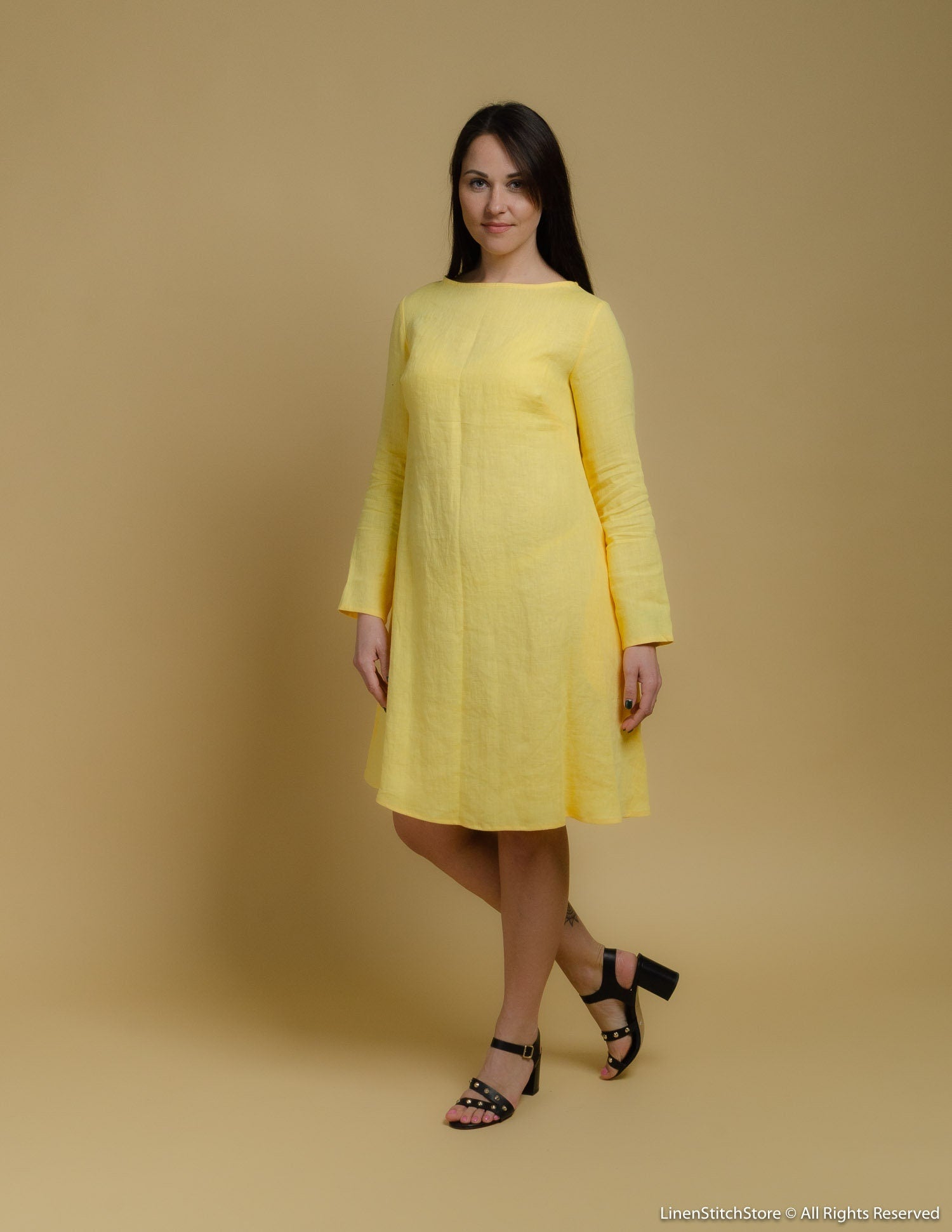 VERONICA Linen dress | Yellow
