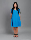 KIMBERLY Linen dress | Caribbean blue