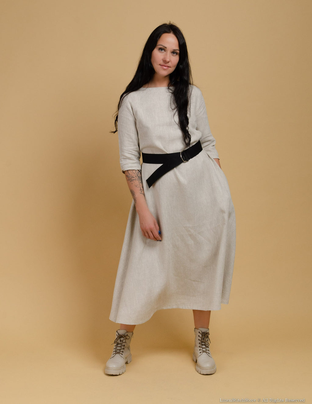 BERTA Linen dress | Marsala