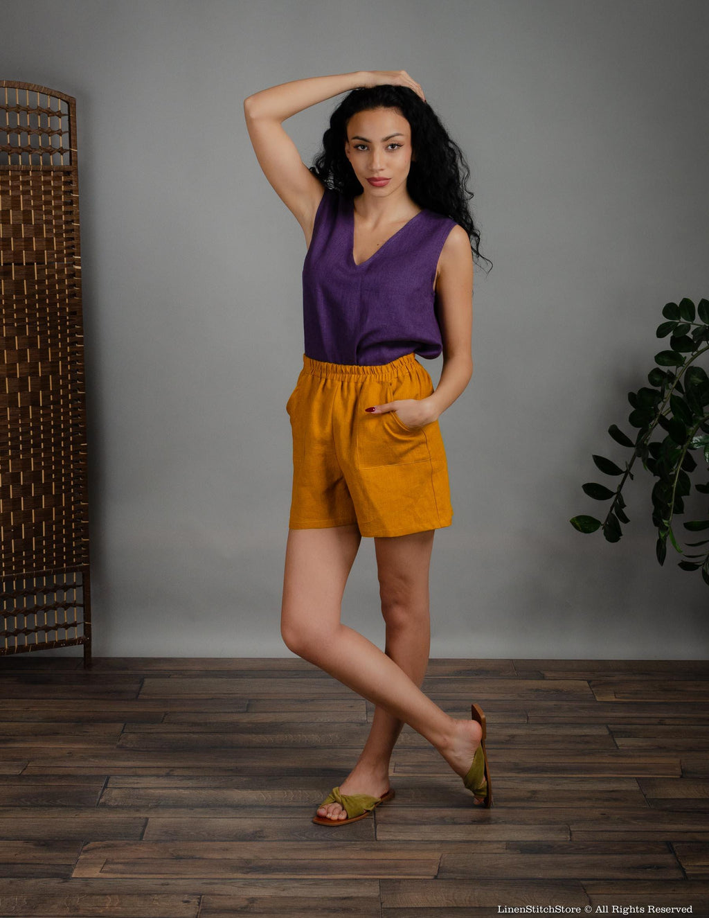 TAMARA Linen Shorts | Mustard