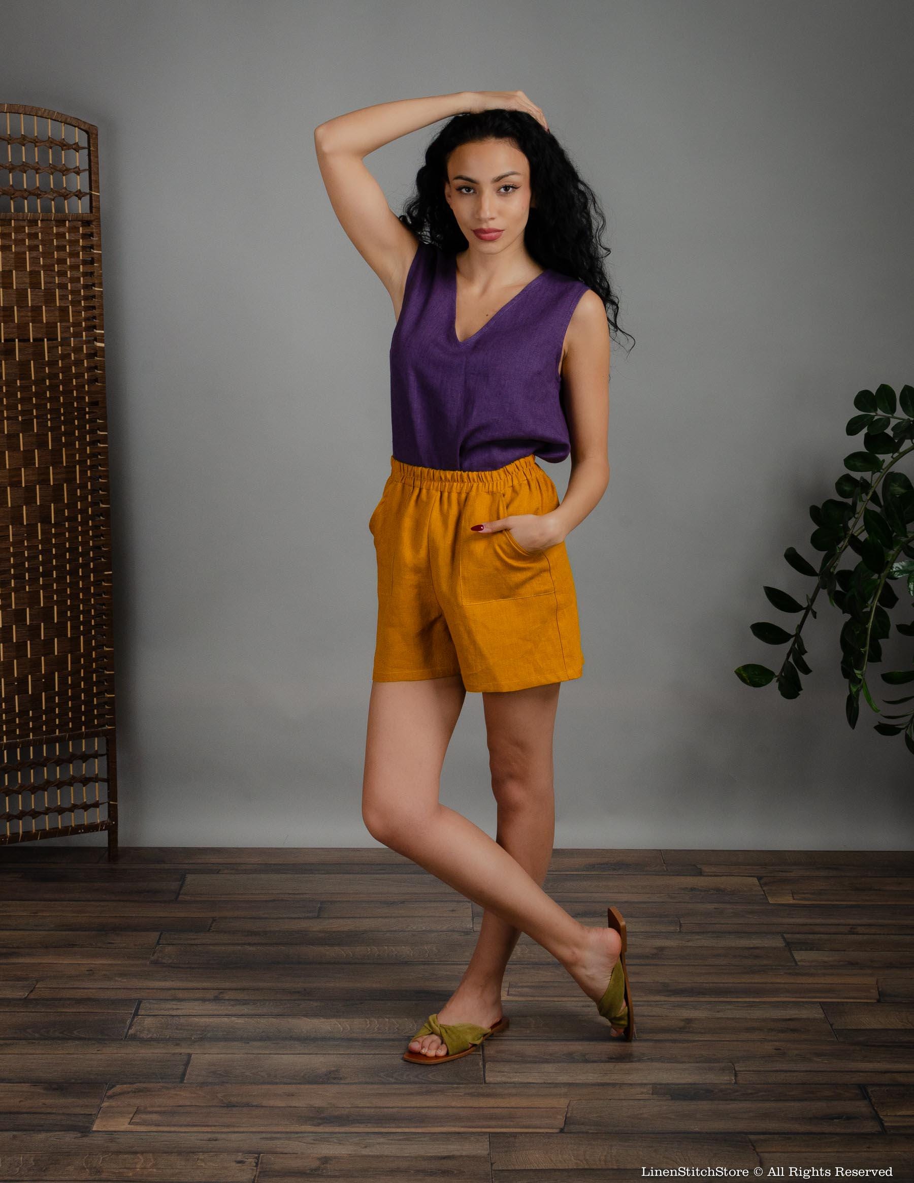 TAMARA Linen Shorts | Mustard