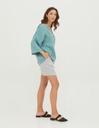 MEGAN Linen blouse  | Electric blue