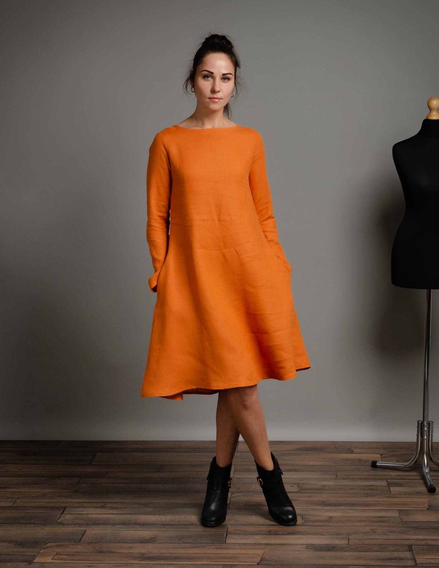 VERONICA Linen dress | Terracotta