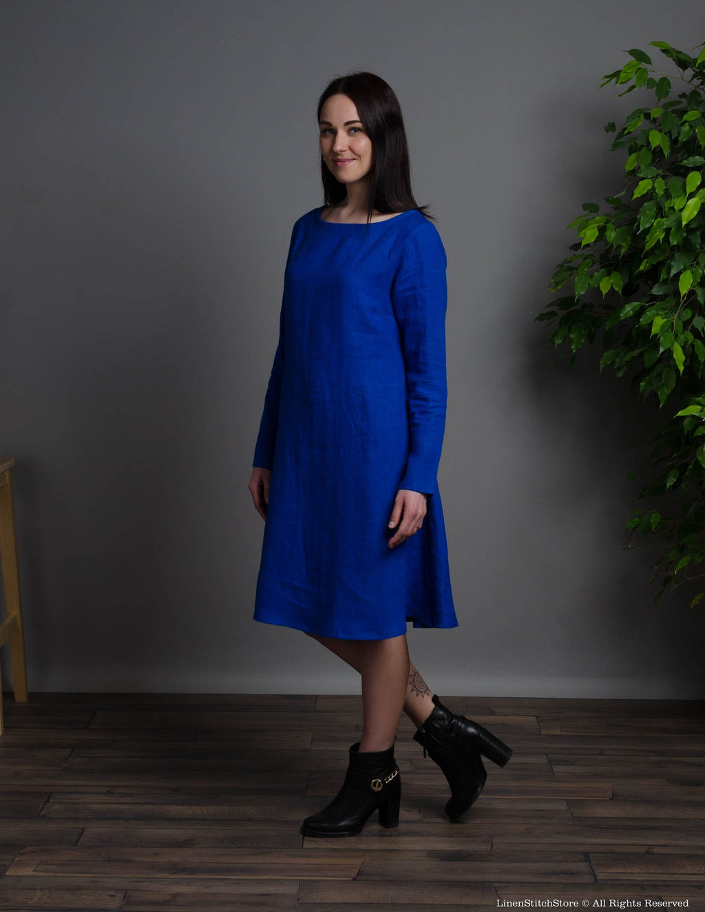 VERONICA Linen dress | Deep blue
