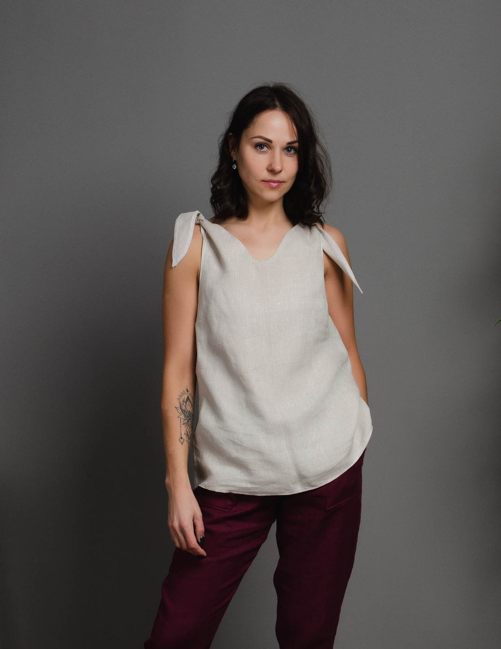 OLIVIA linen top | Natural