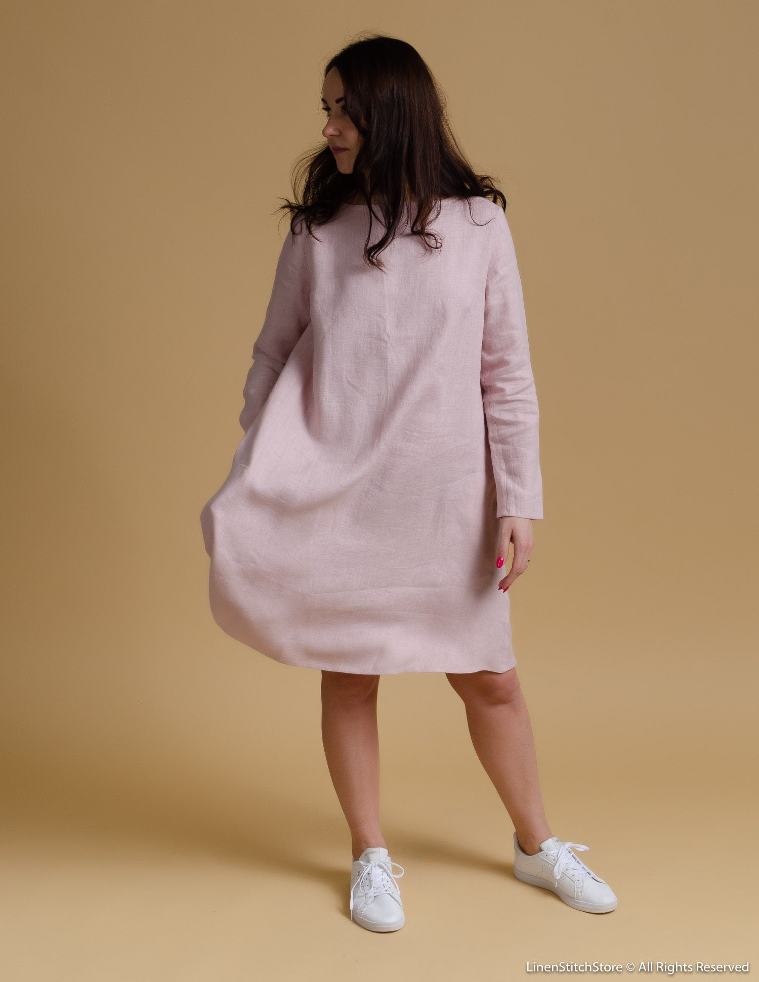 VERONICA Linen dress | Dusty pink