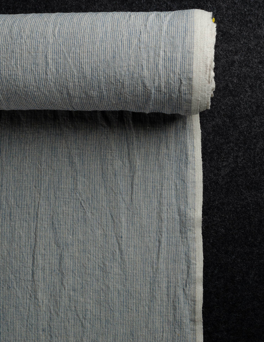 Striped blue color medium weight linen fabric supply