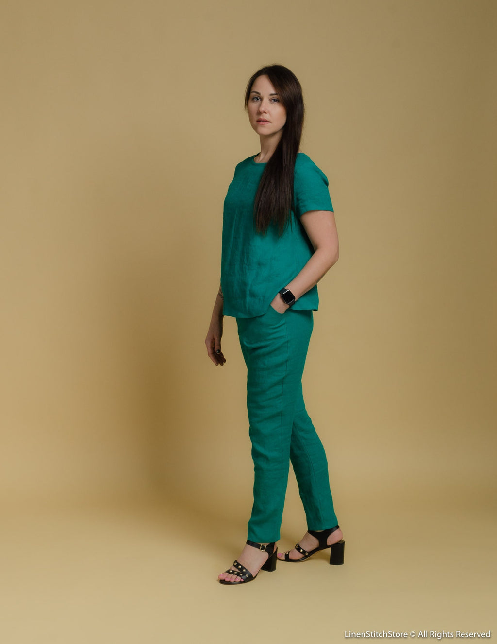 RUTH Linen pants | Emerald green