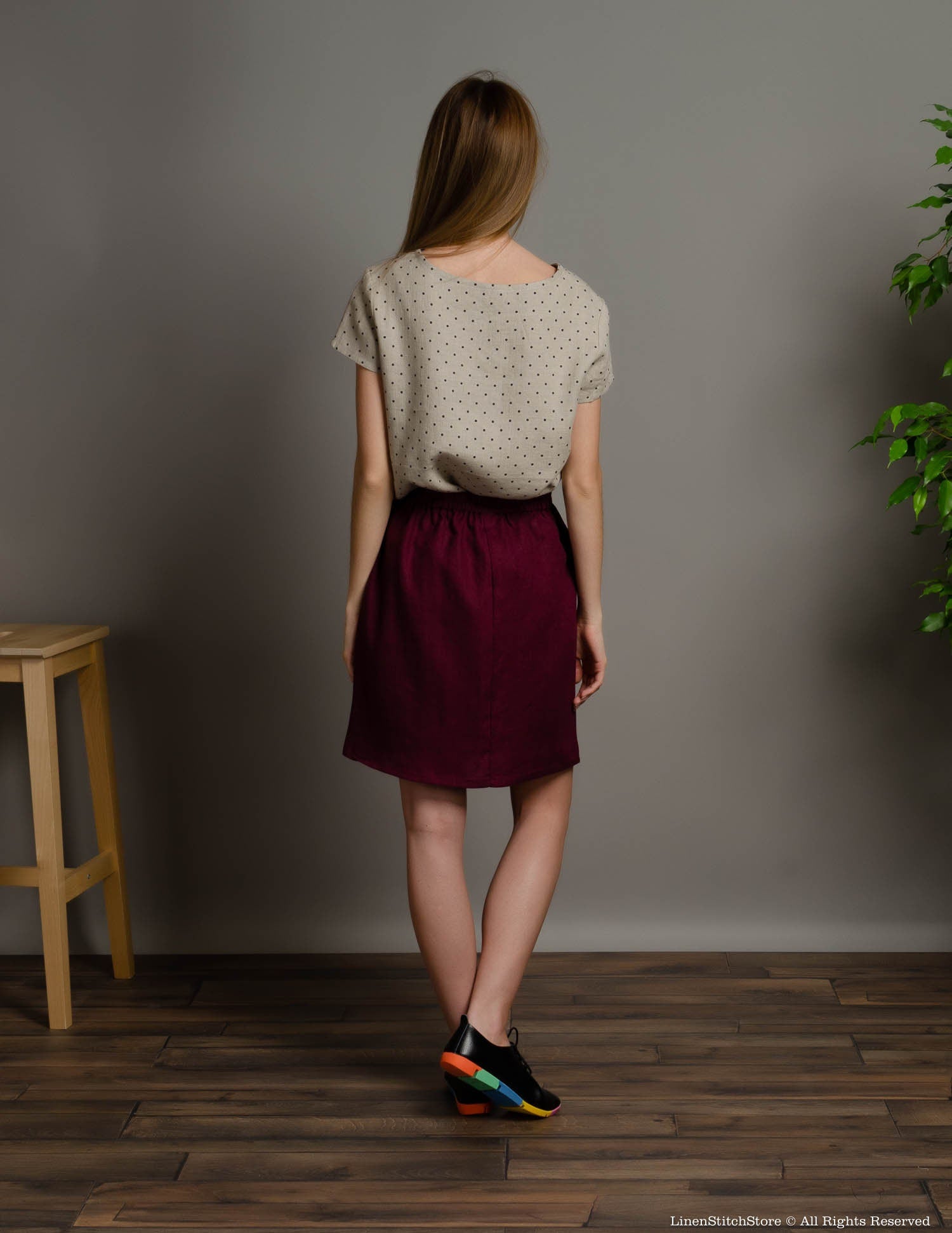 LILIA Linen skirt | Marsala
