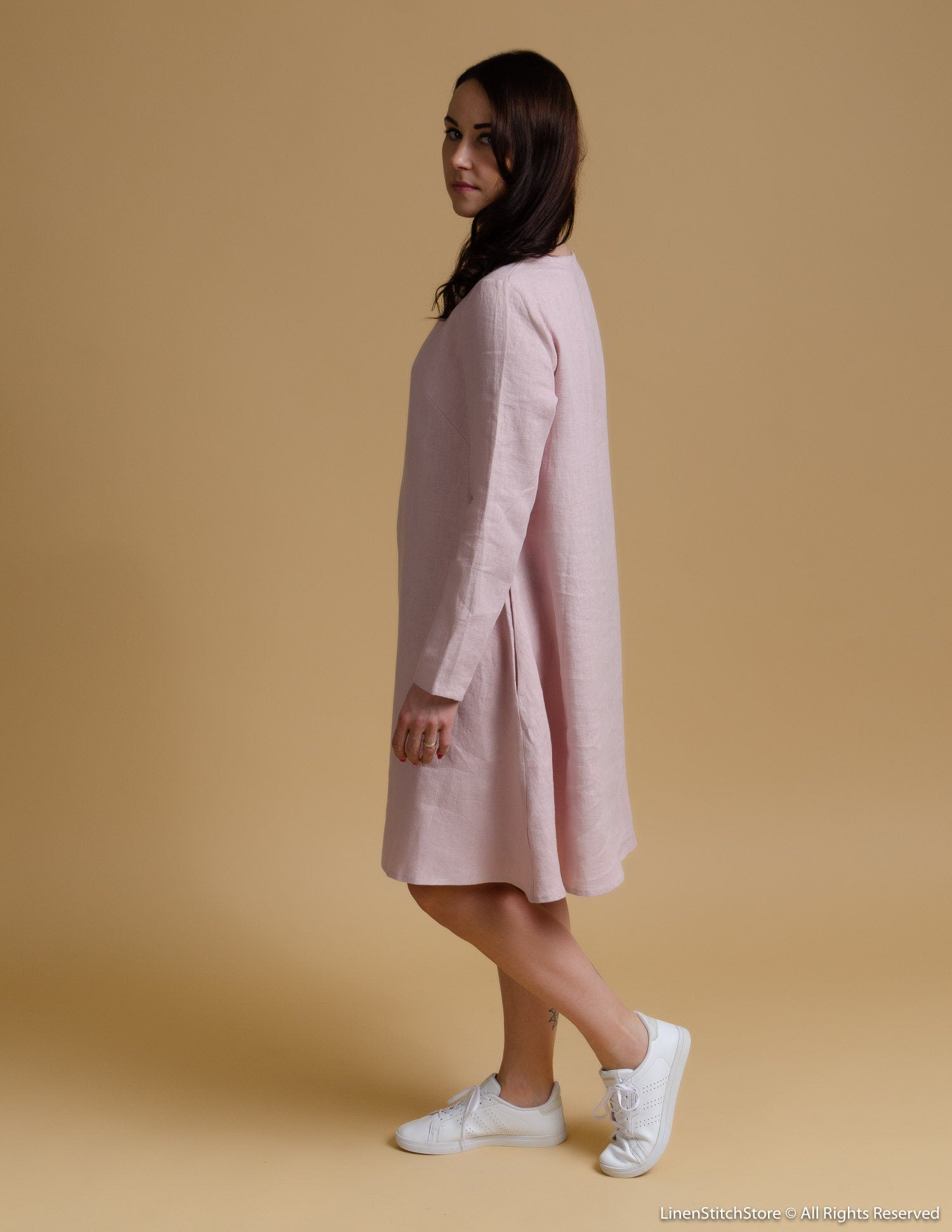 VERONICA Linen dress | Dusty pink
