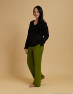 LEILA V-neck black top | Black