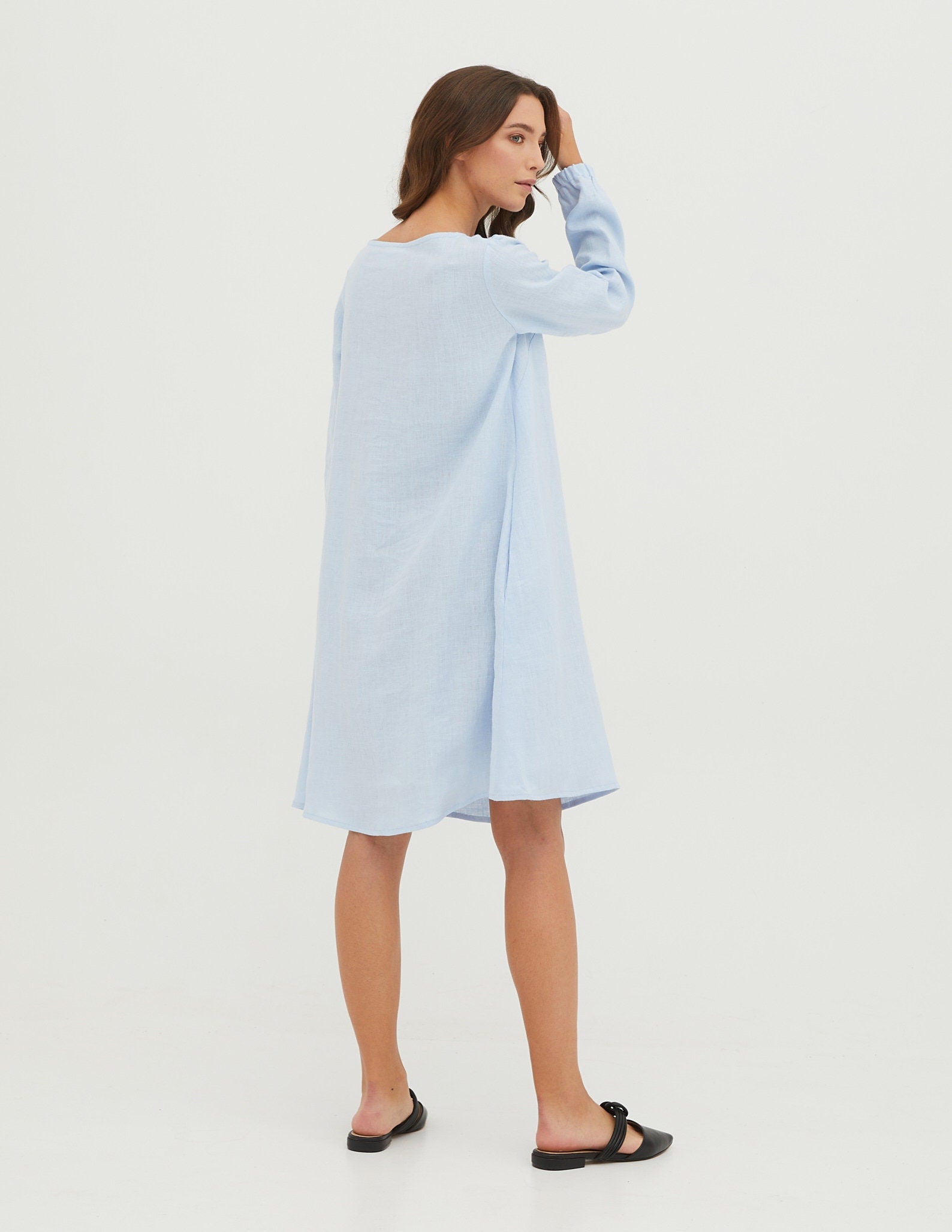 SIMONA Linen dress | Light blue
