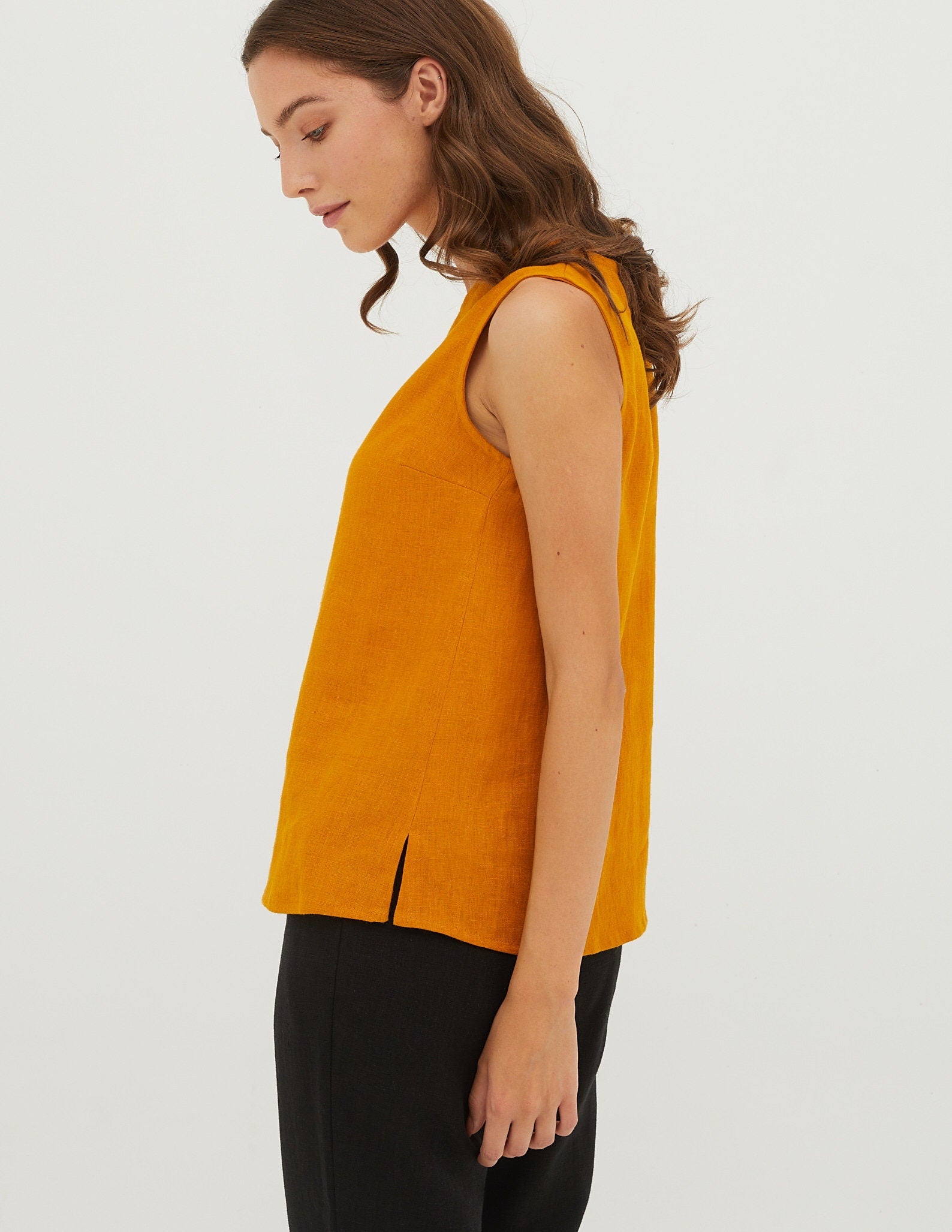 REGINA Linen top | Mustard