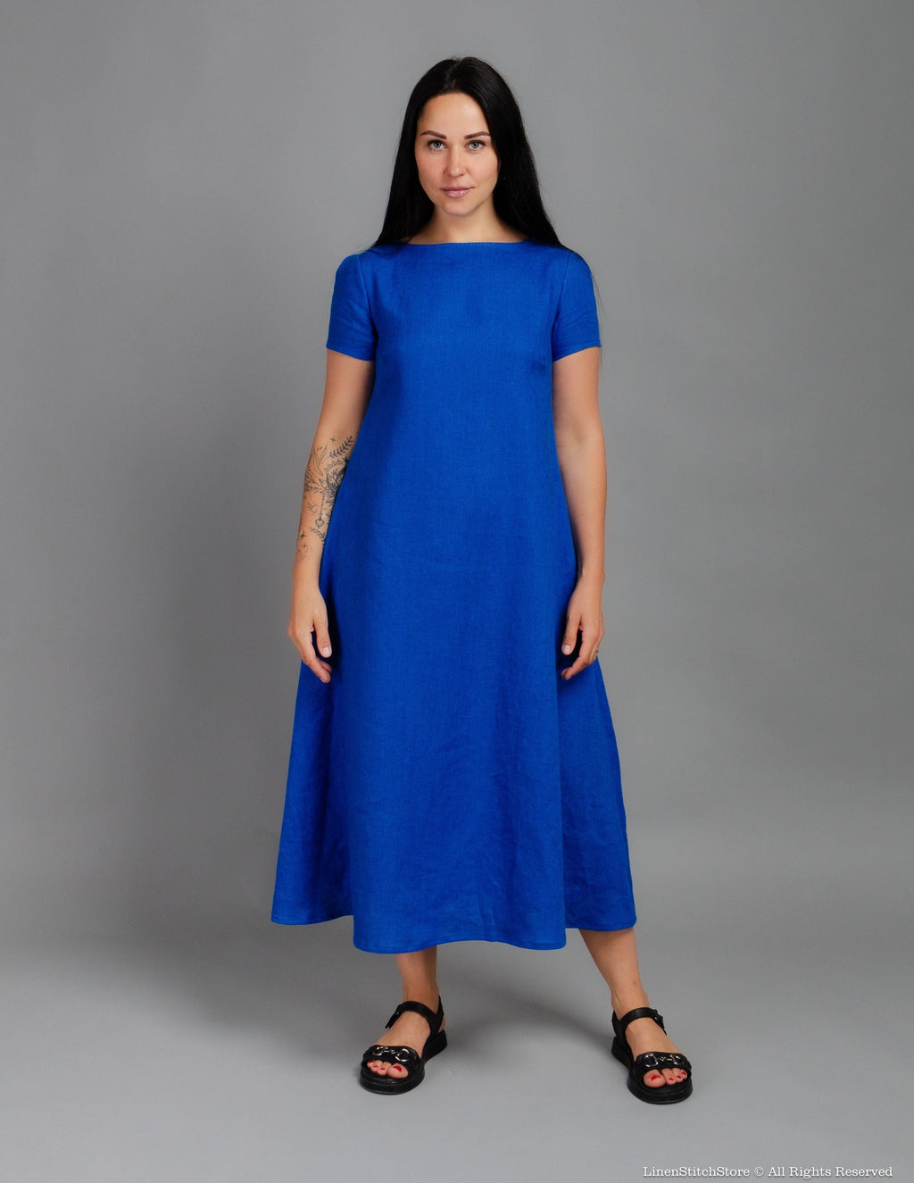 KAREN Linen dress | Deep blue