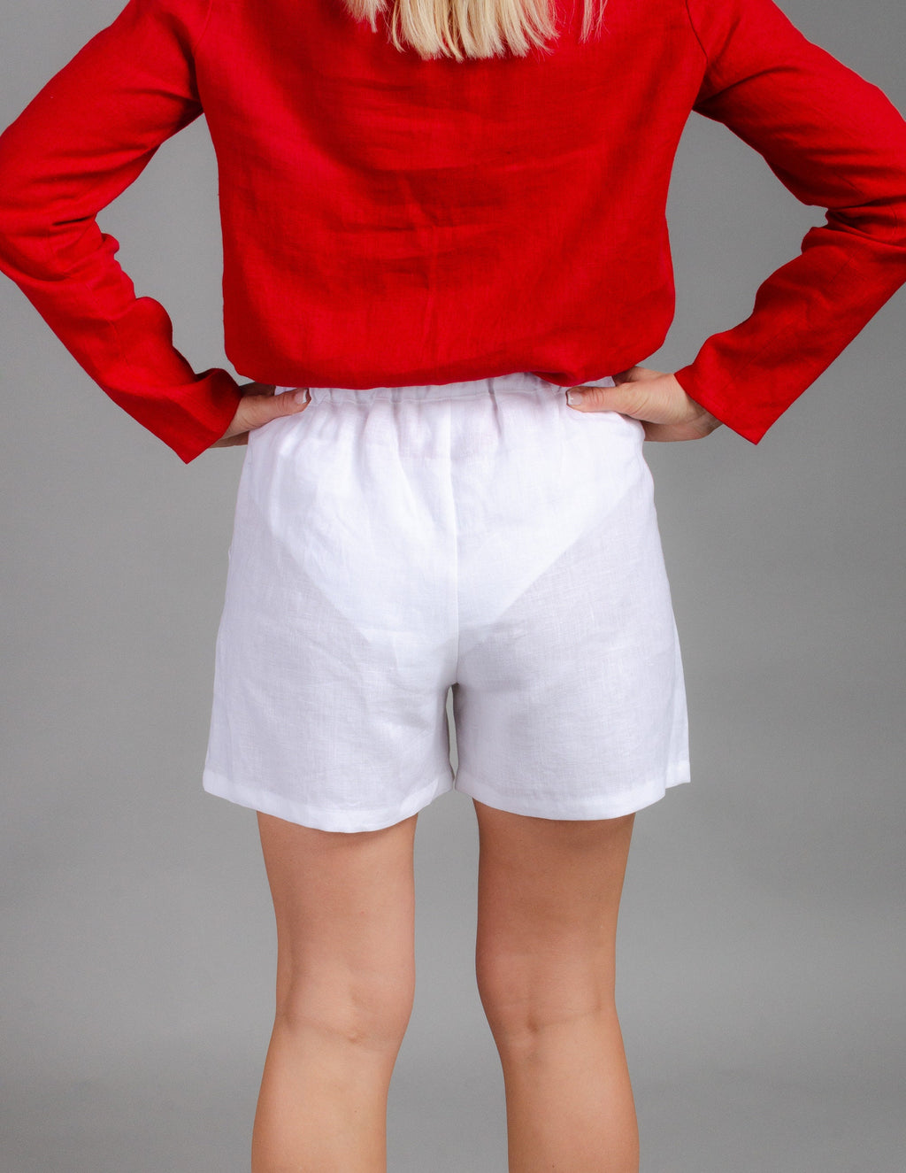 TAMARA white loose linen shorts
