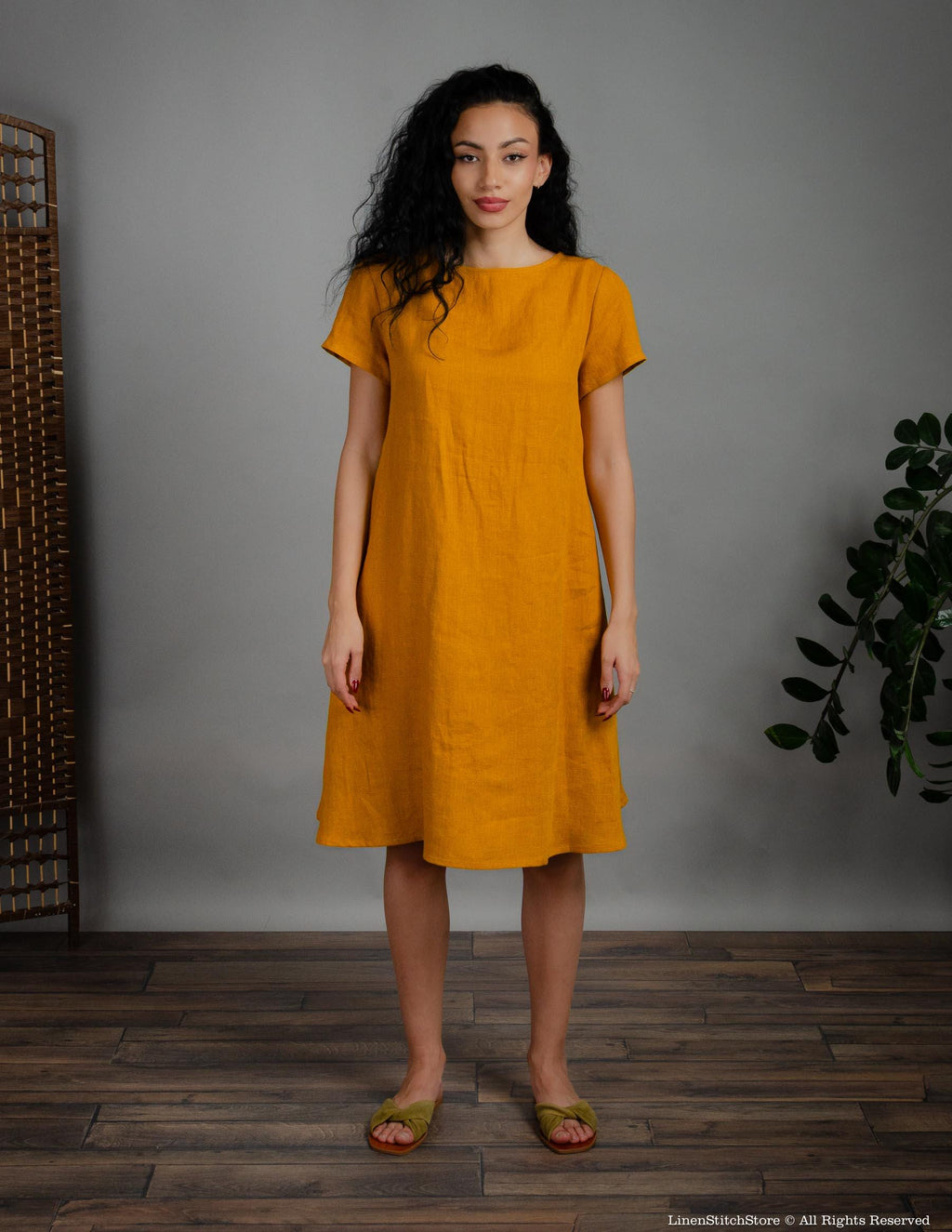 MEGHAN Linen dress | Mustard