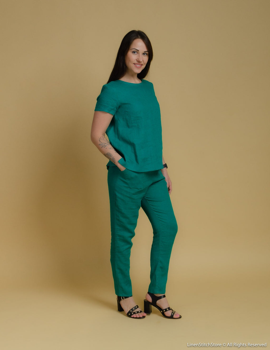 RUTH Linen pants | Emerald green