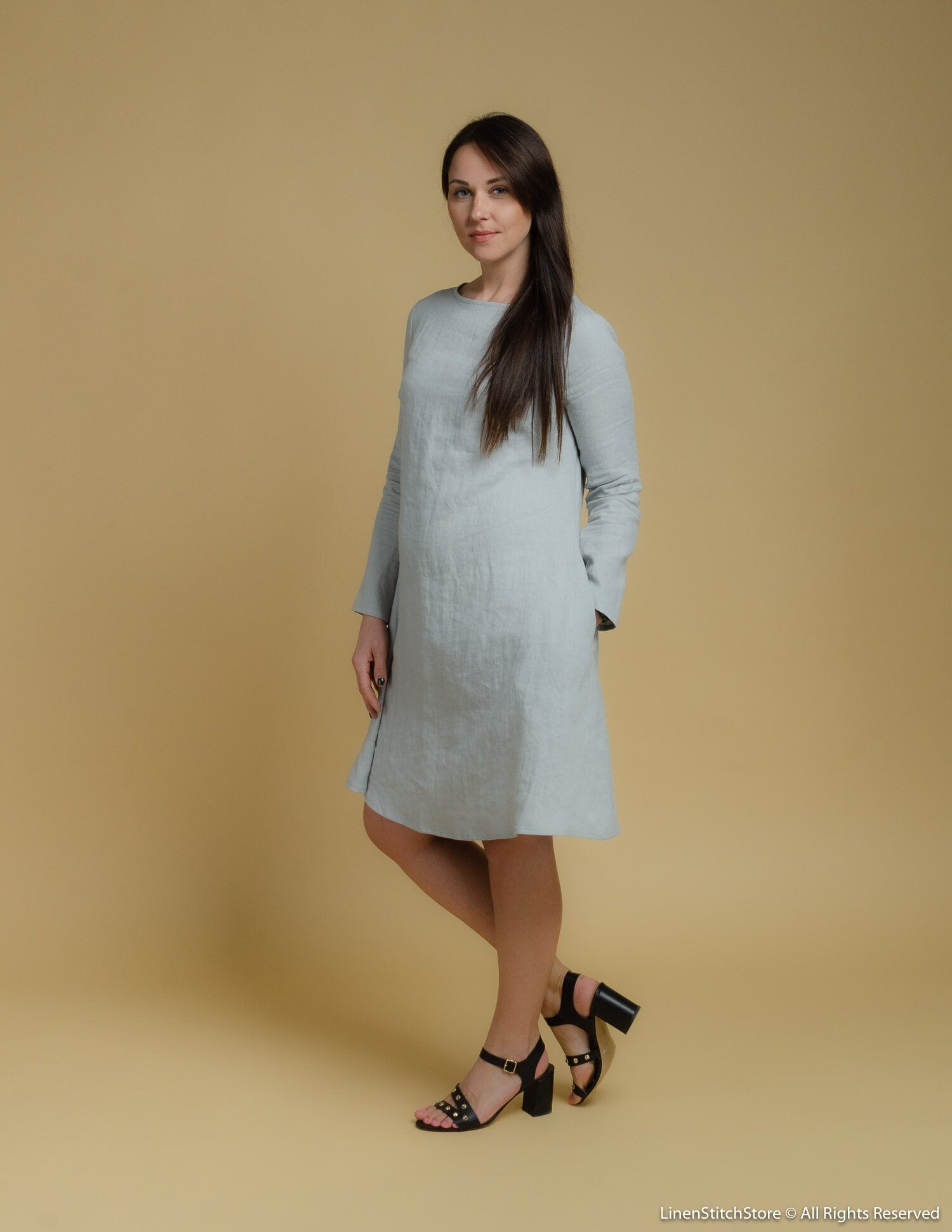 VERONICA Linen dress | Light grey