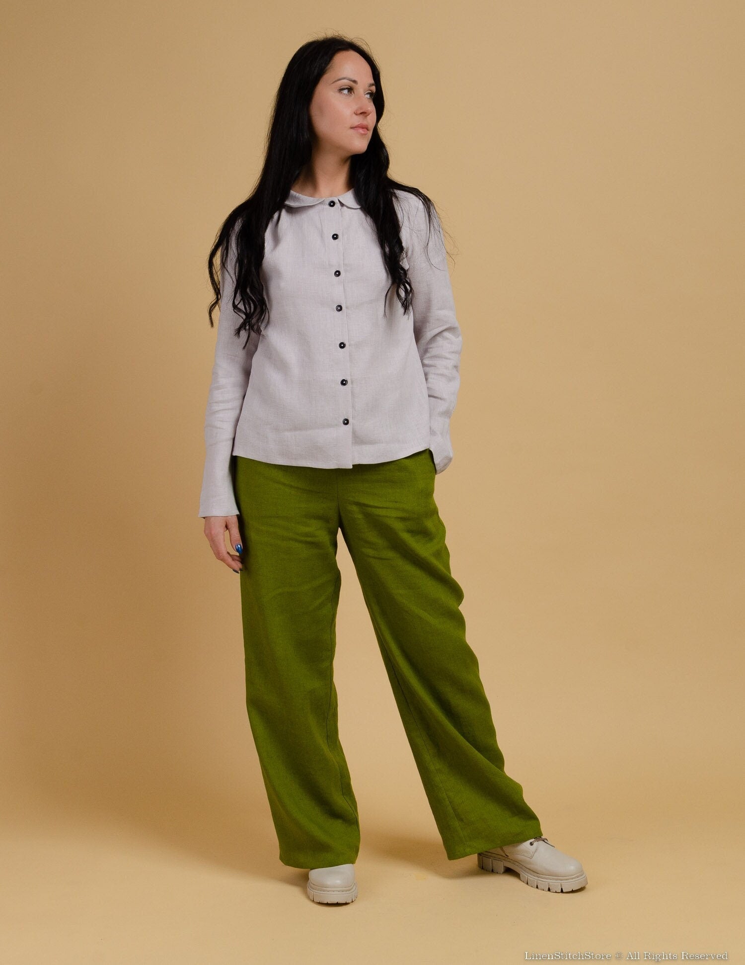 LETICIA Linen blouse | Light grey