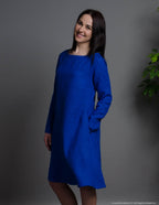 VERONICA Linen dress | Deep blue