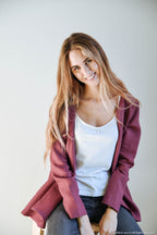 DENICE Wrap linen jacket | Marsala