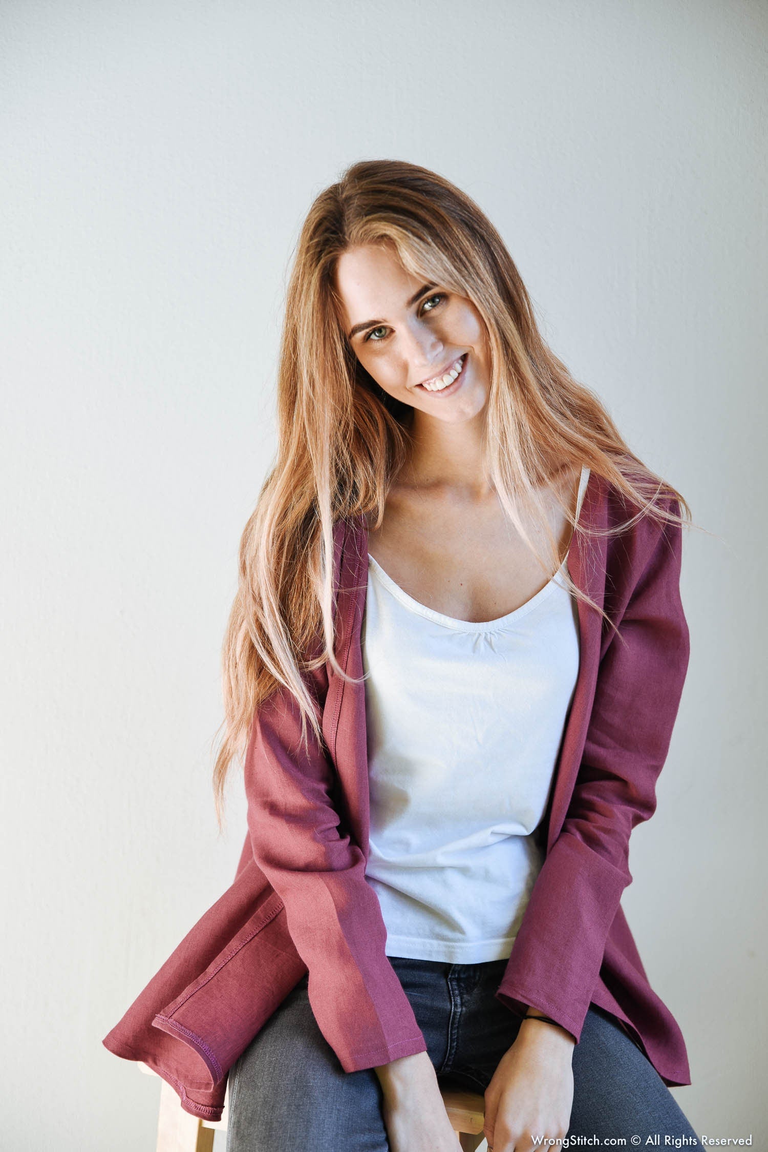 DENICE Wrap linen jacket | Marsala