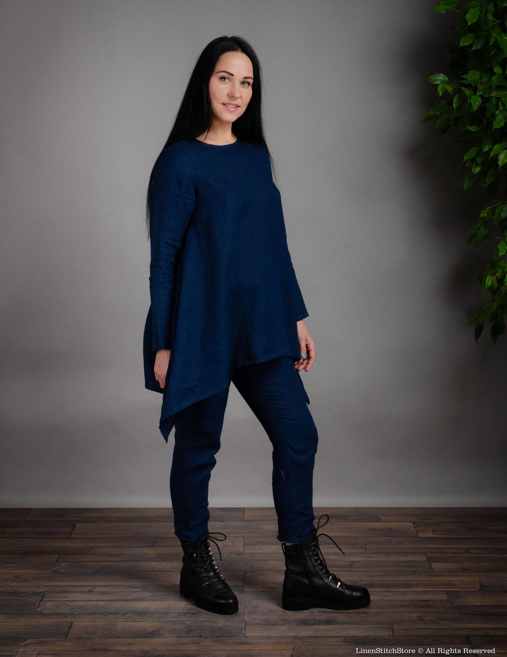 AURORA Linen tunic | Navy blue
