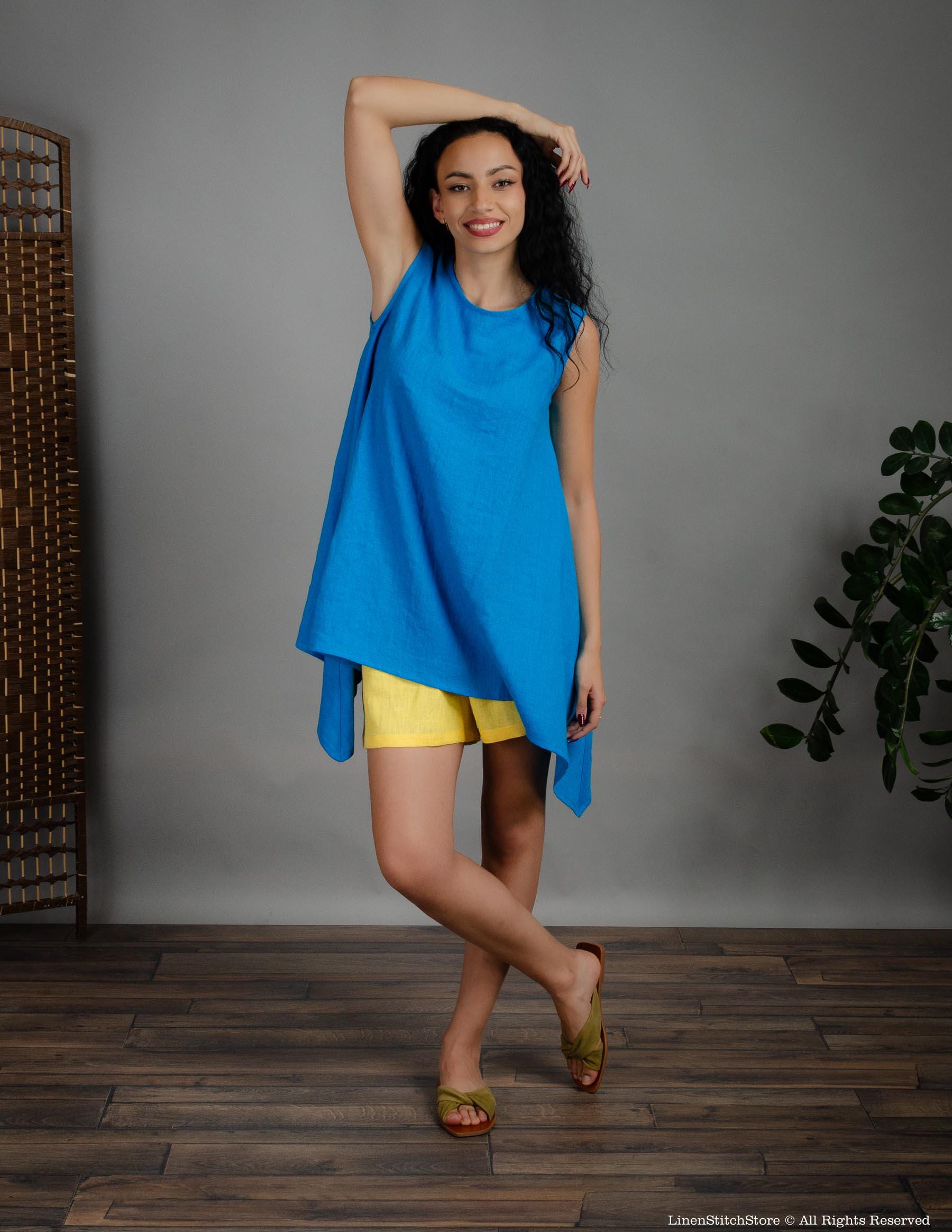 LAURA Linen tunic | Caribbean blue