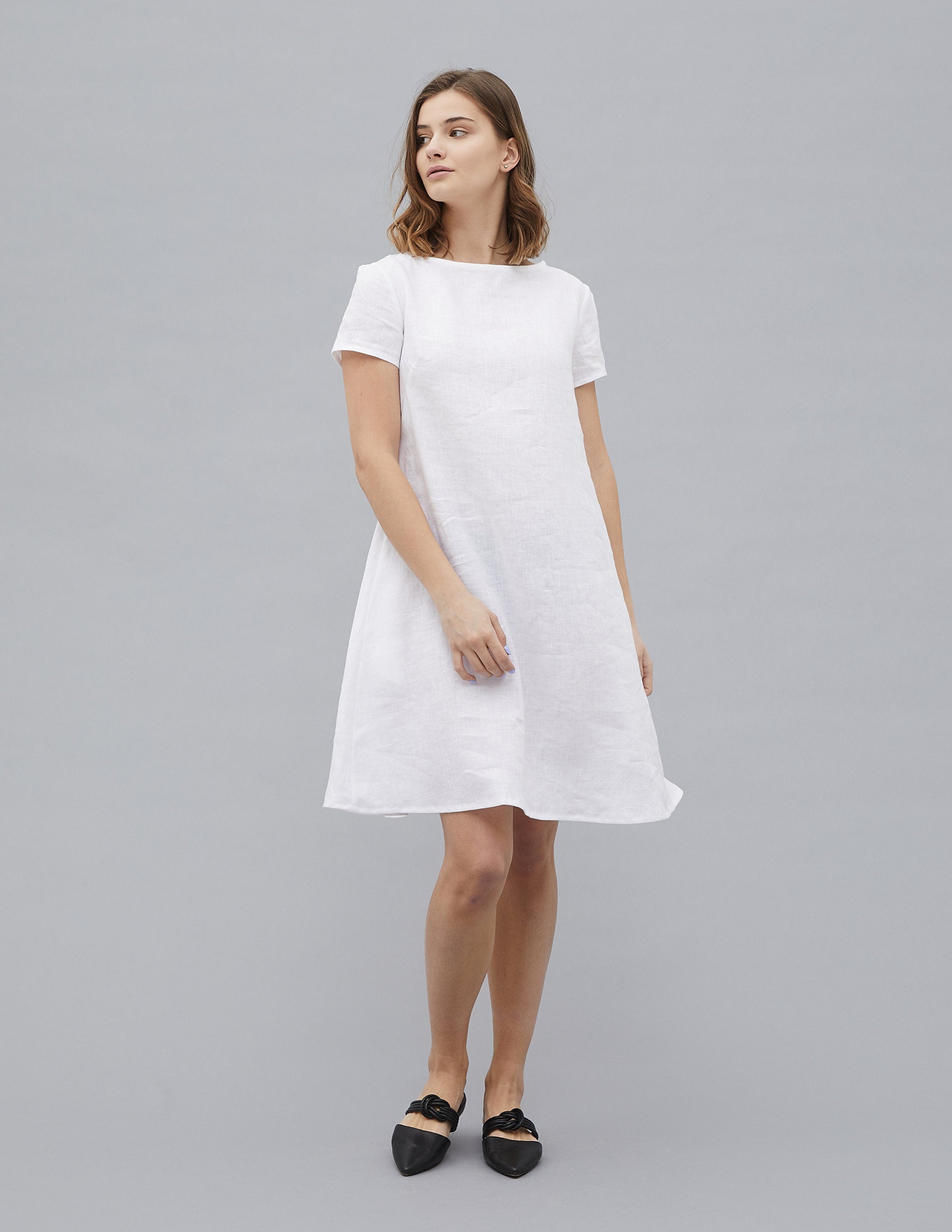 MEGHAN Linen dress | Navy blue