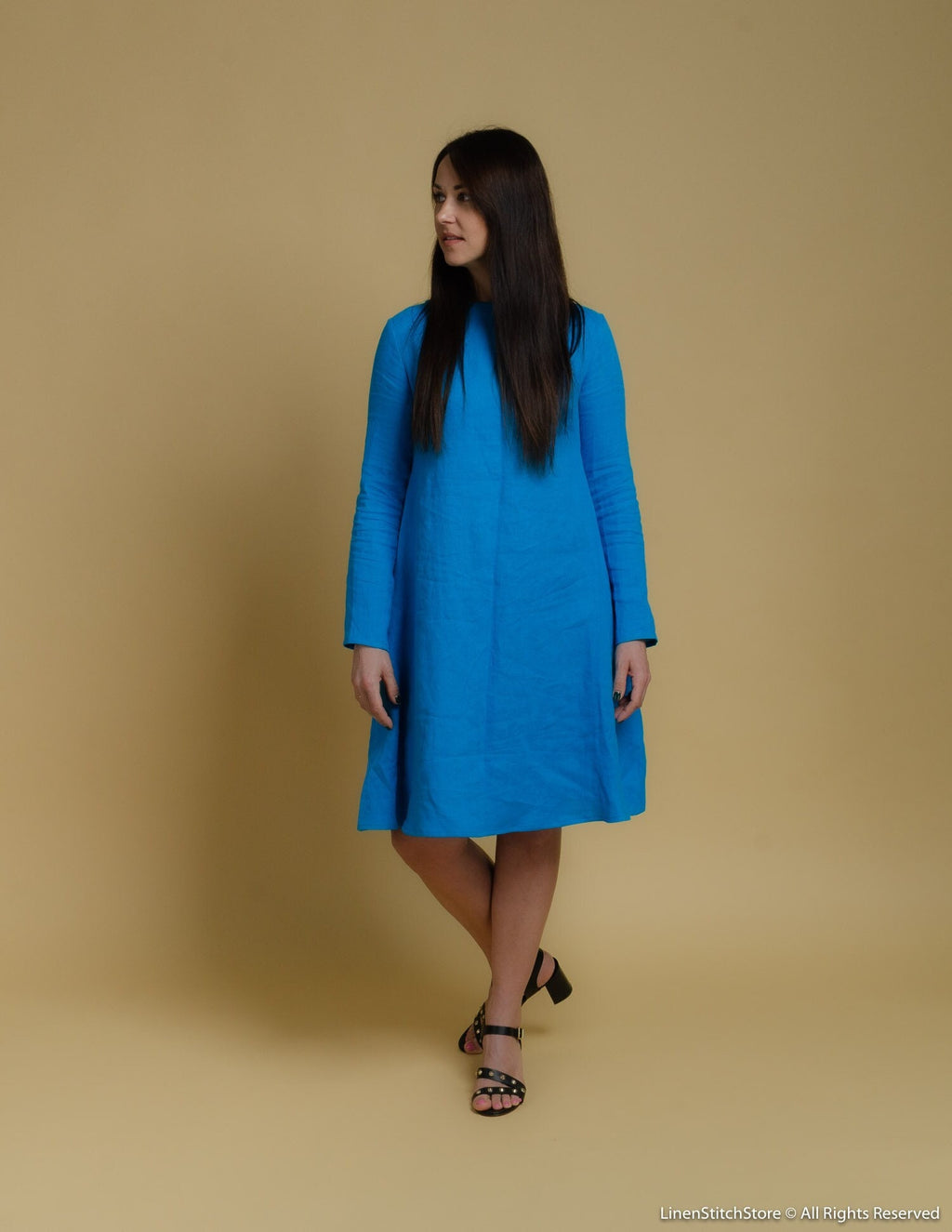 VERONICA Linen dress | Caribbean blue