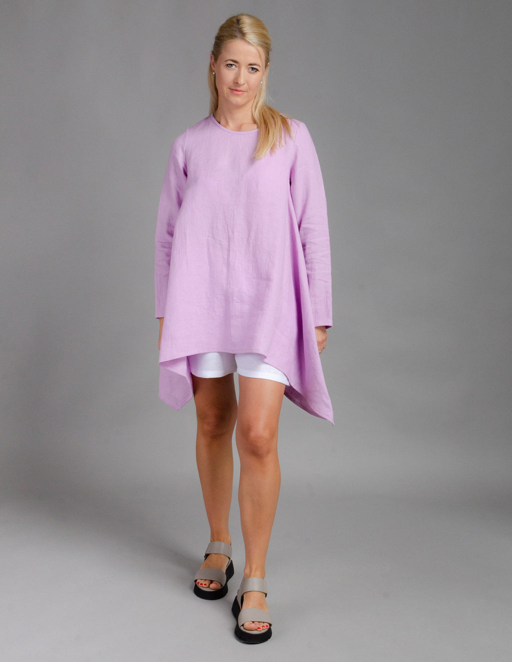 AURORA Asymmetric Linen tunic | Light purple