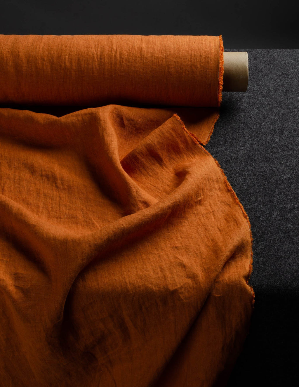 Terracotta colour medium weight linen fabric supply