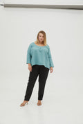 LUCIA oversized linen top | Electric blue