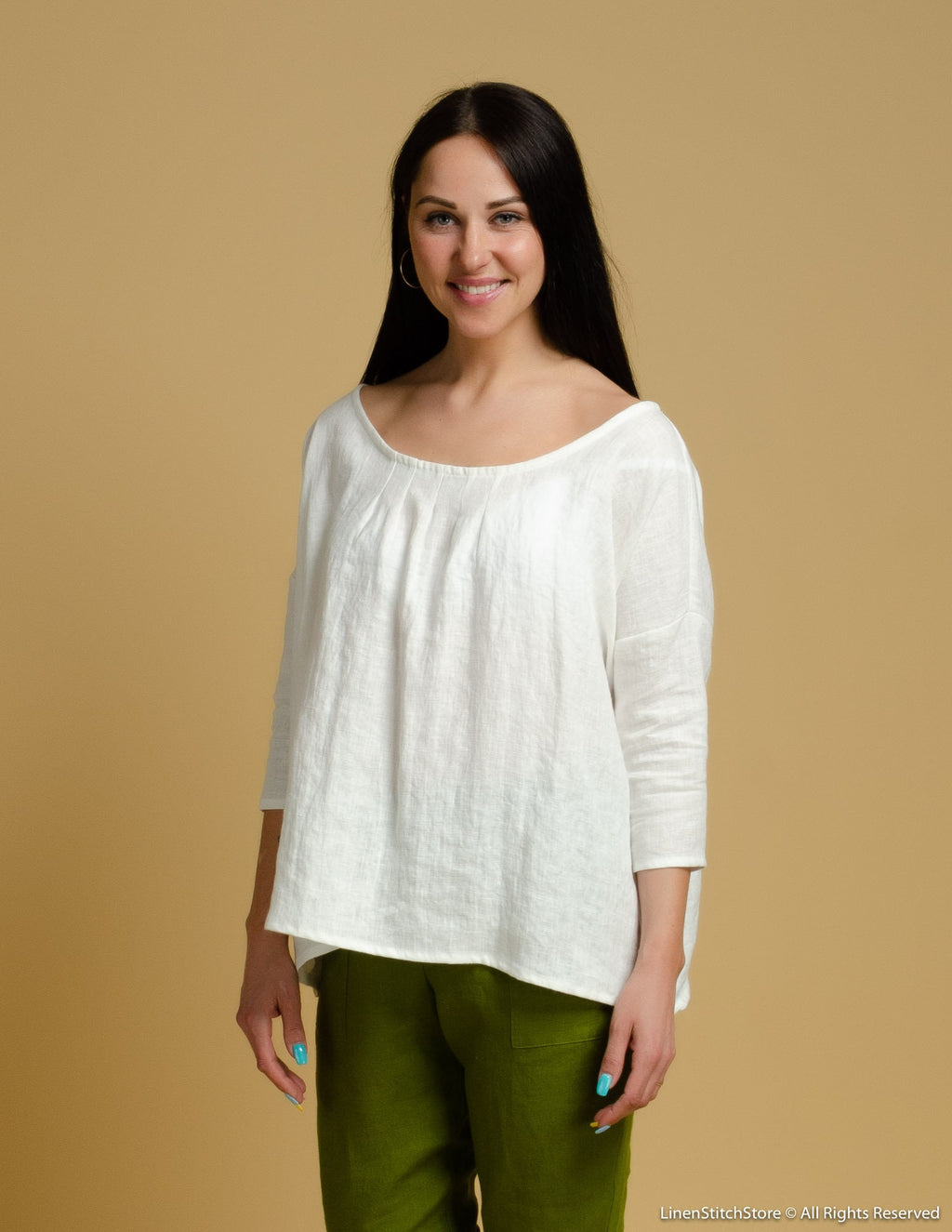 LUCIA oversized linen top | White