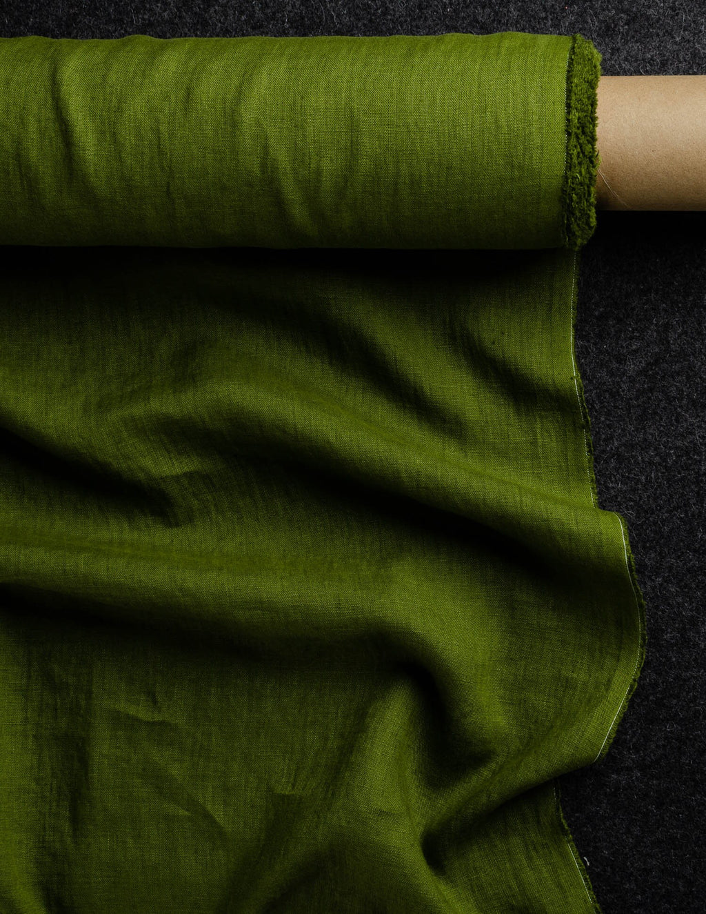 Olive colour medium weight linen fabric