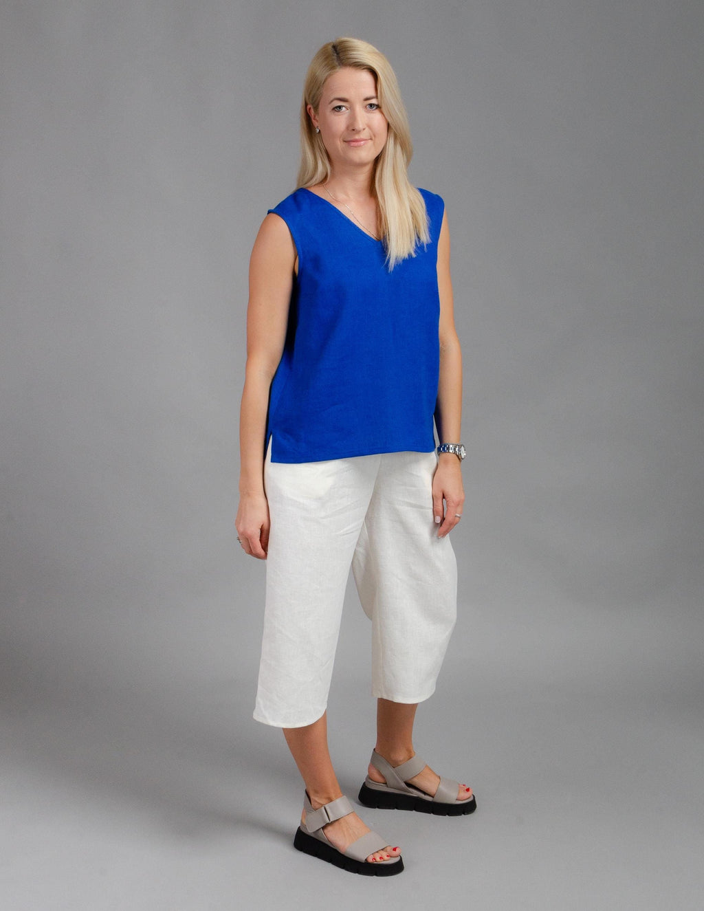REGINA Linen top | Deep blue