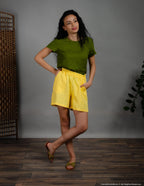 TAMARA Yellow Linen Shorts