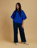 MARTHA oversized linen tunic | Deep blue