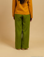 LESLIE Wide-leg linen pants | Olive green