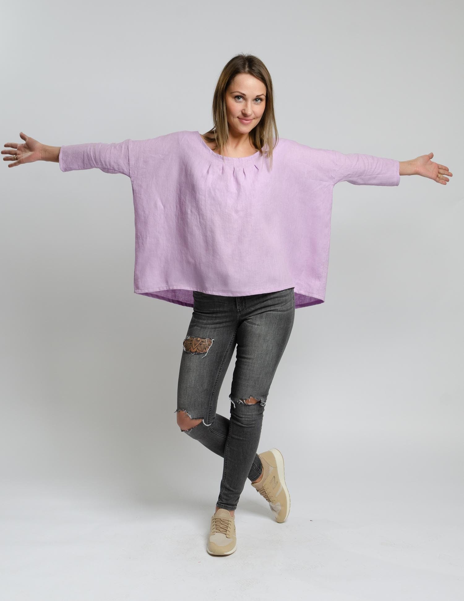 LUCIA linen top | Light purple