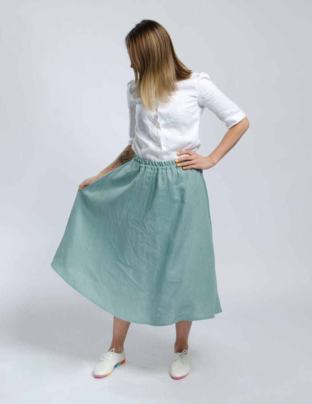 AMANDA lLinen skirt | Electric blue