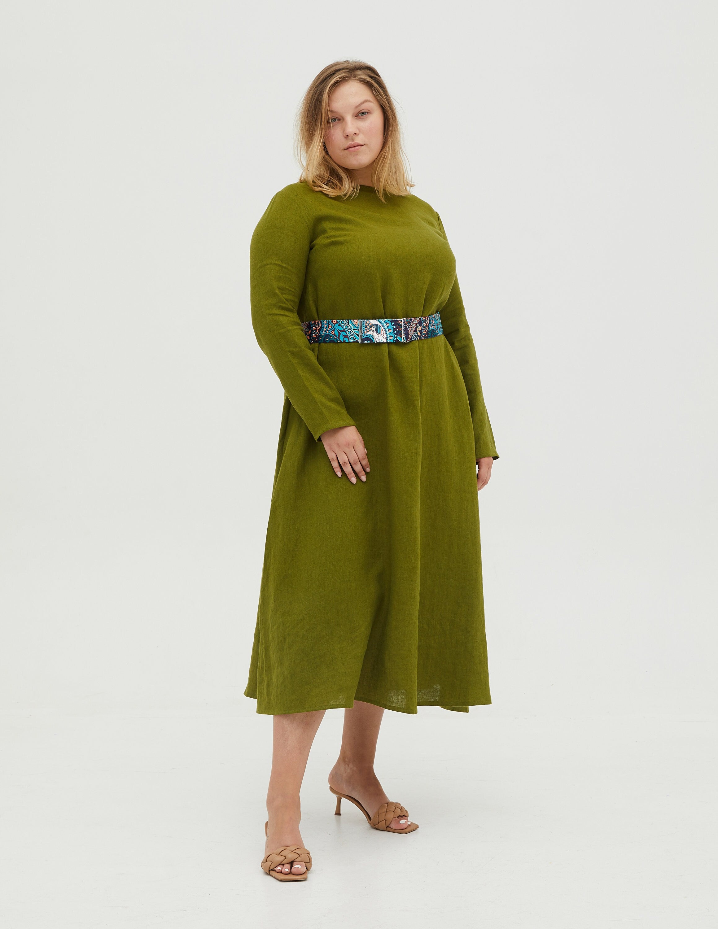 SARAH linen dress | Olive