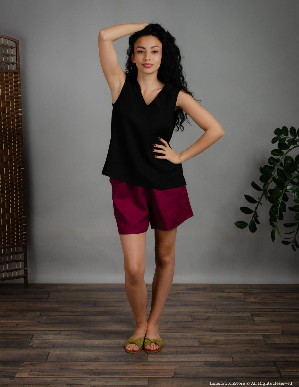 REGINA Linen top | Black