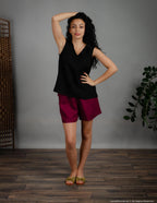 REGINA Linen top | Black