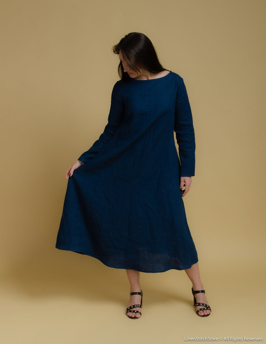 SARAH  Linen dress | Navy blue