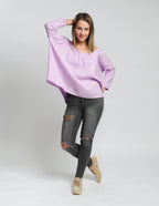 LUCIA linen top | Light purple